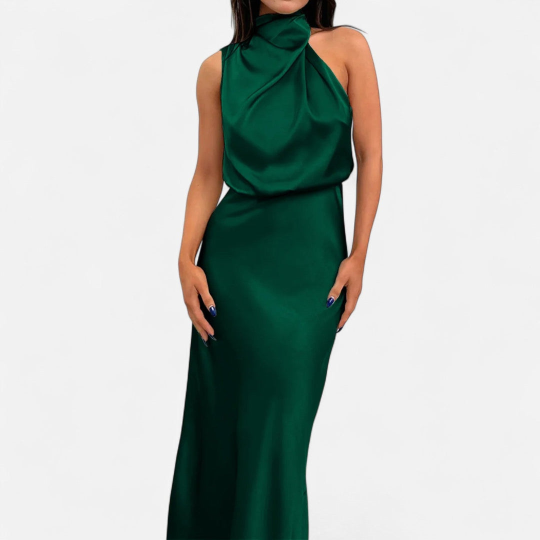Women's Elegant Sleeveless Long Satin Dress