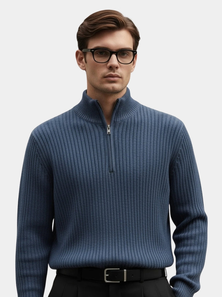 Classic Men's Wool Quarter-Zip Troyer Pullover