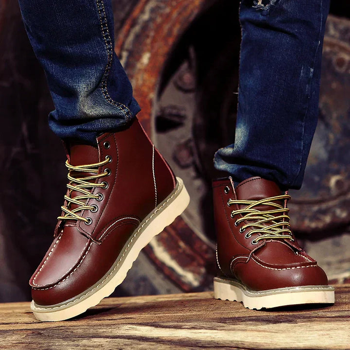 Men's Classic Retro Boots with Faux Fur Lining - Warm Winter Boots