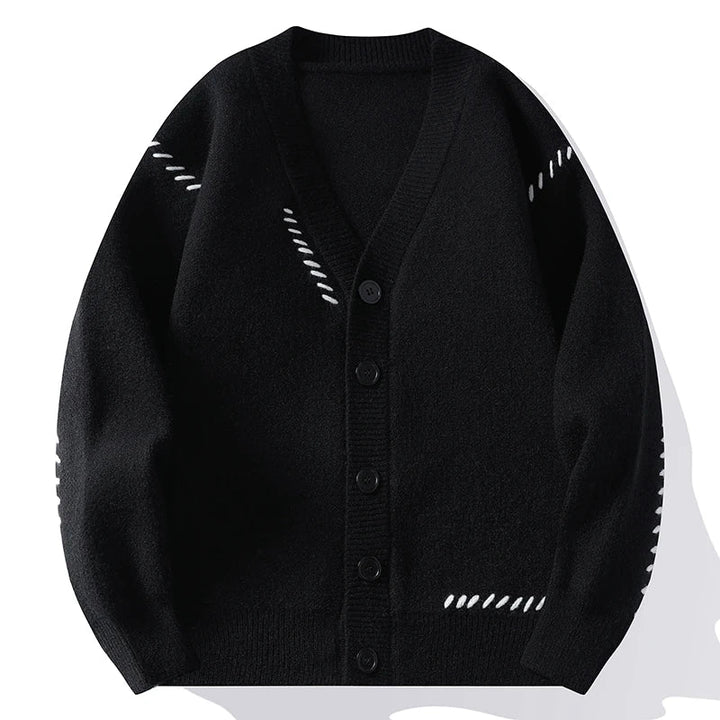 Structured Men's Sweater with Signature Embroidery Pattern - Lightweight Warmth
