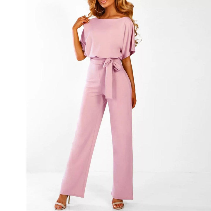 Casual Belted Women's Short Sleeve Jumpsuit