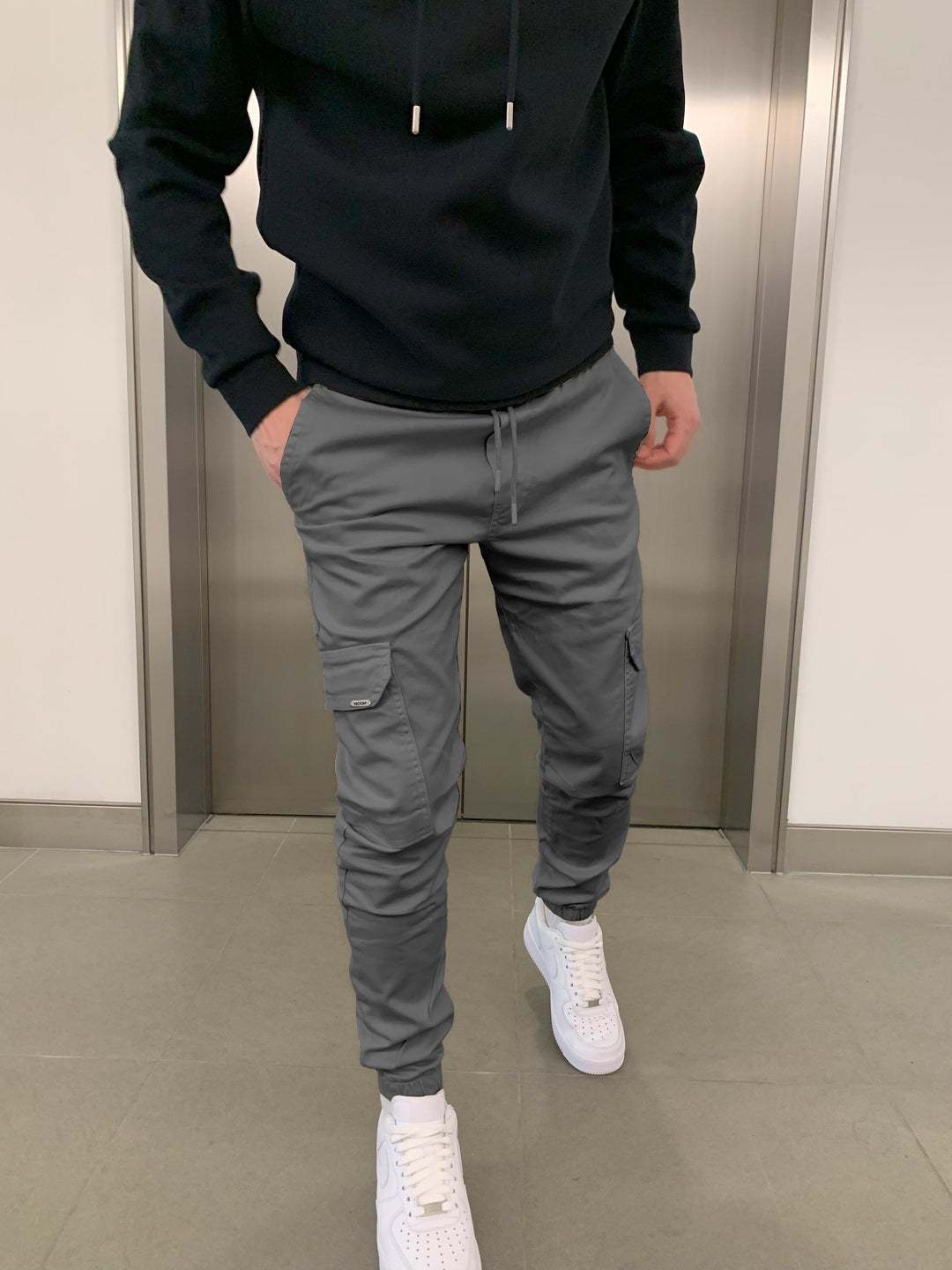 Men's Cargo Jogger Pants with Elastic Waistband - Streetstyle Cotton Blend
