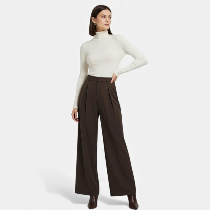 Elegant Jacquard Pleated Women's Wide-Leg Pants
