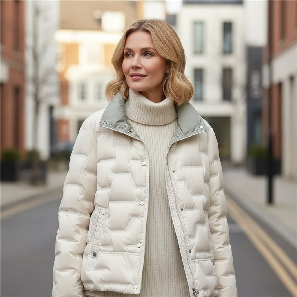 Women's Lightweight Quilted Down Jacket with Stand Collar