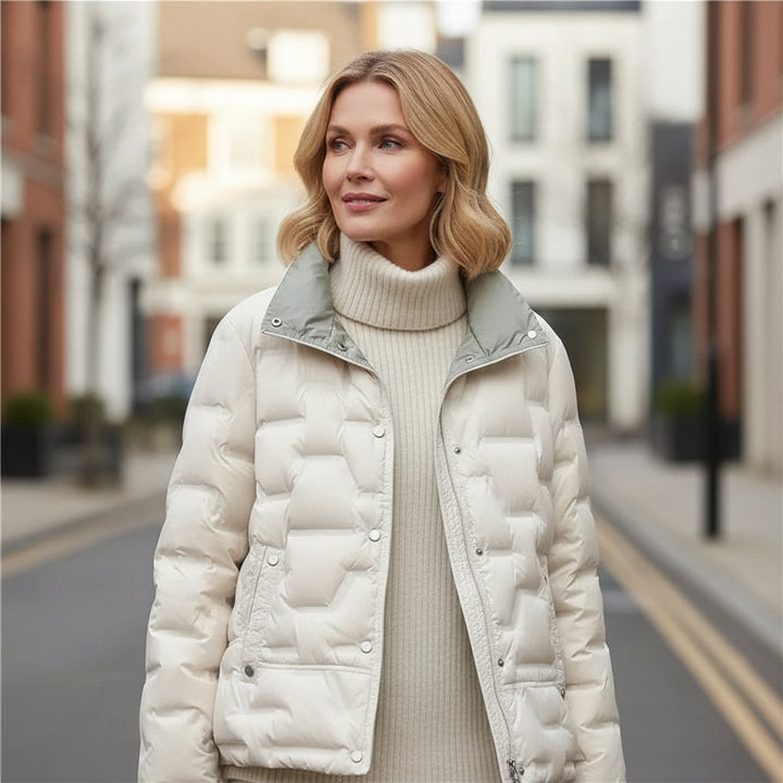 Women's Lightweight Quilted Down Jacket with Stand Collar