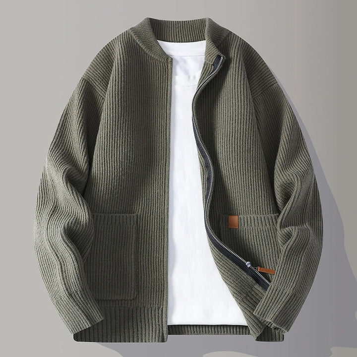Elegant Men's Wool Zip-Up Jacket