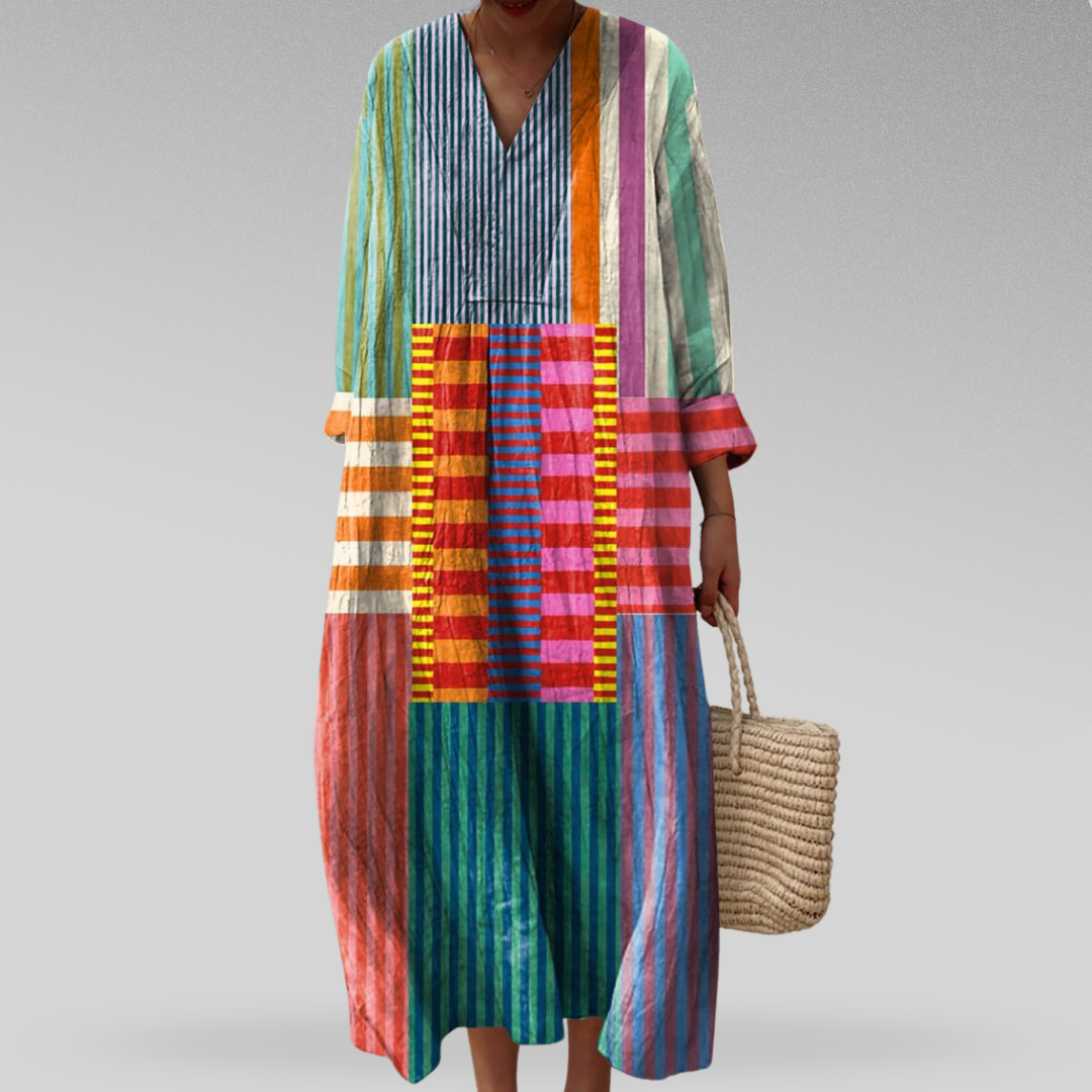 Elegant Women's Dress with Geometric Patterns - Versatile and Comfortable