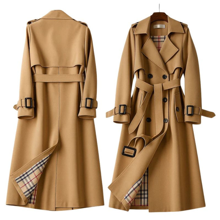 Classic Women's Trench Coat - Elegant Transitional Jacket with Belt