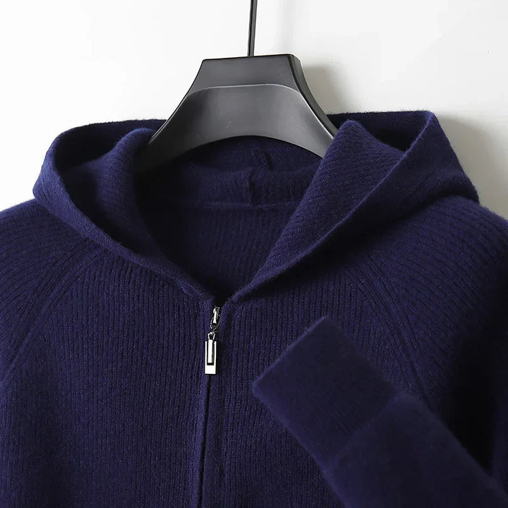 Men's Zip Pullover with Front Zipper - Elegant Knit Sweater for Business and Casual Wear