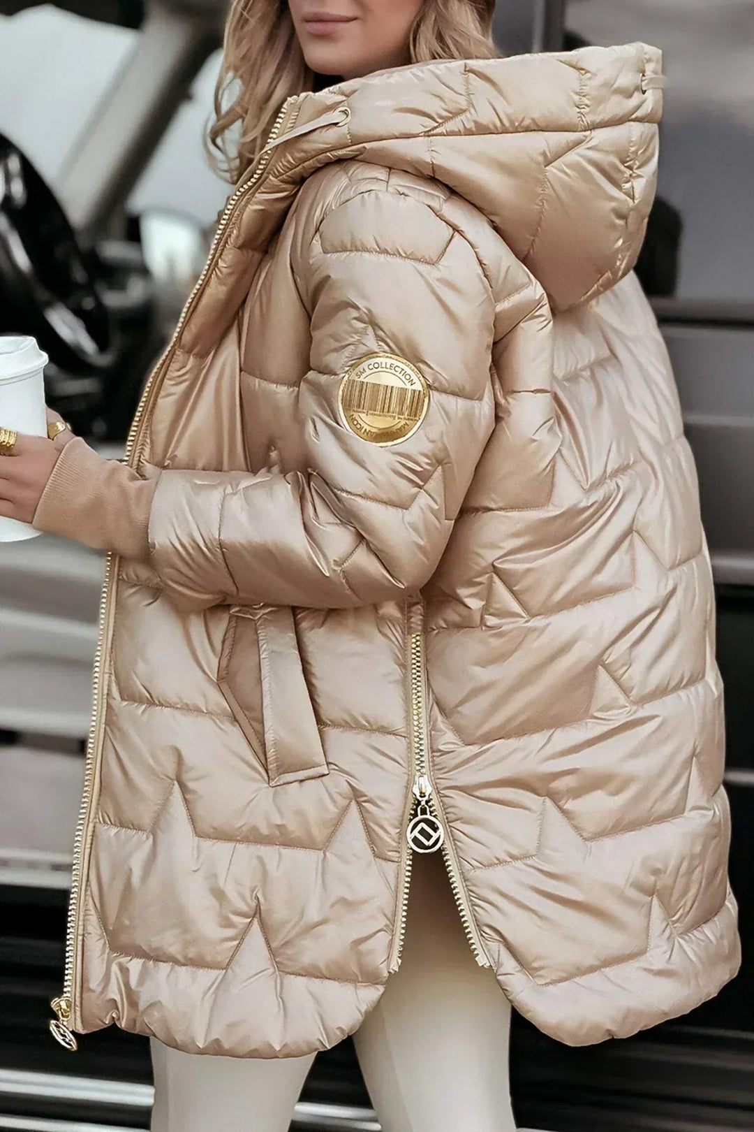 Long Quilted Women's Winter Jacket with Hood - Warm Puffer Jacket