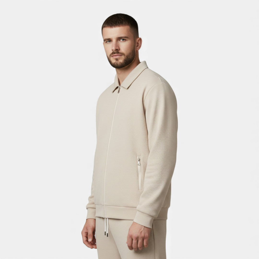Two-Piece Waffle Knit Men's Casual Outfit