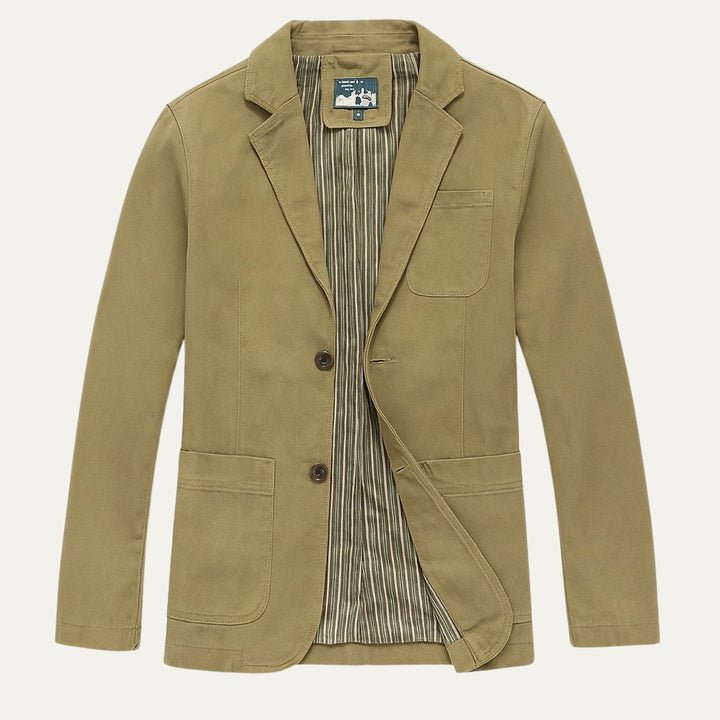 Men's Cotton Blazer-Style Windbreaker with Pockets