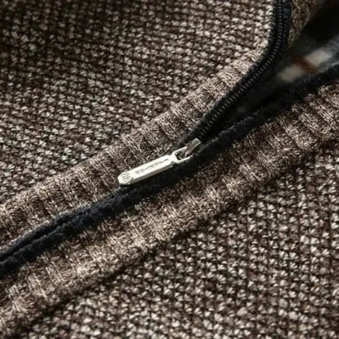 Men's Plaid Knit Jacket with Lining