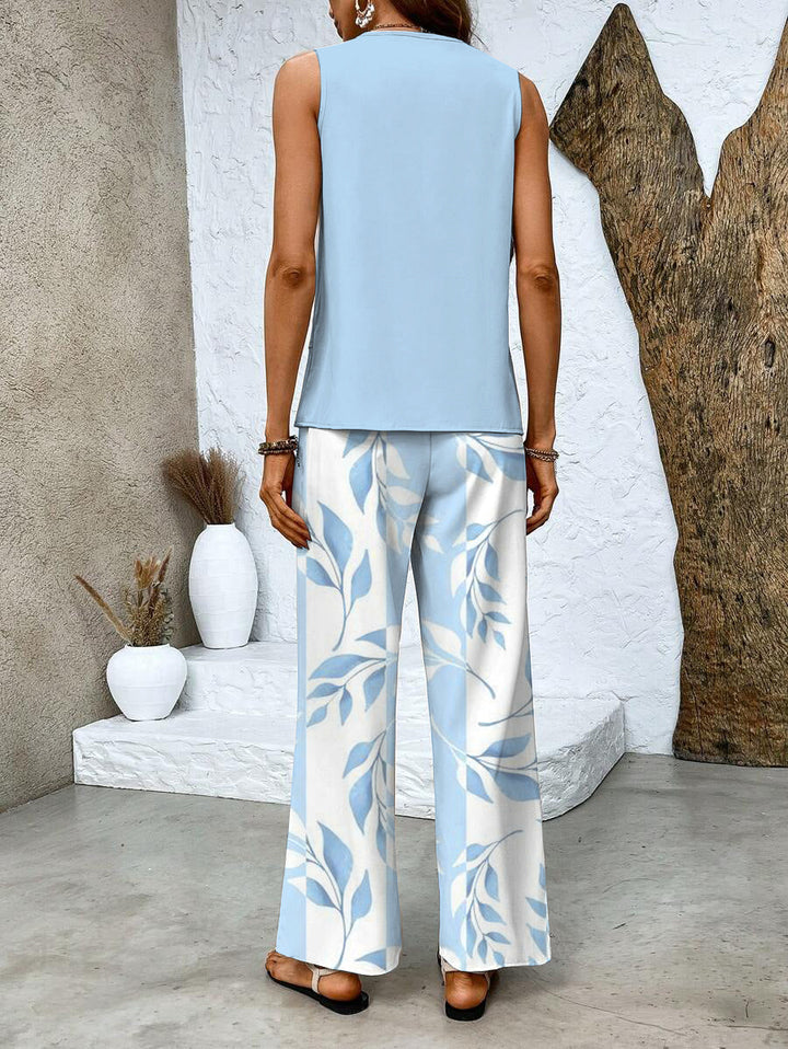 Elegant Layered Wide Leg Women Two Piece Summer Set