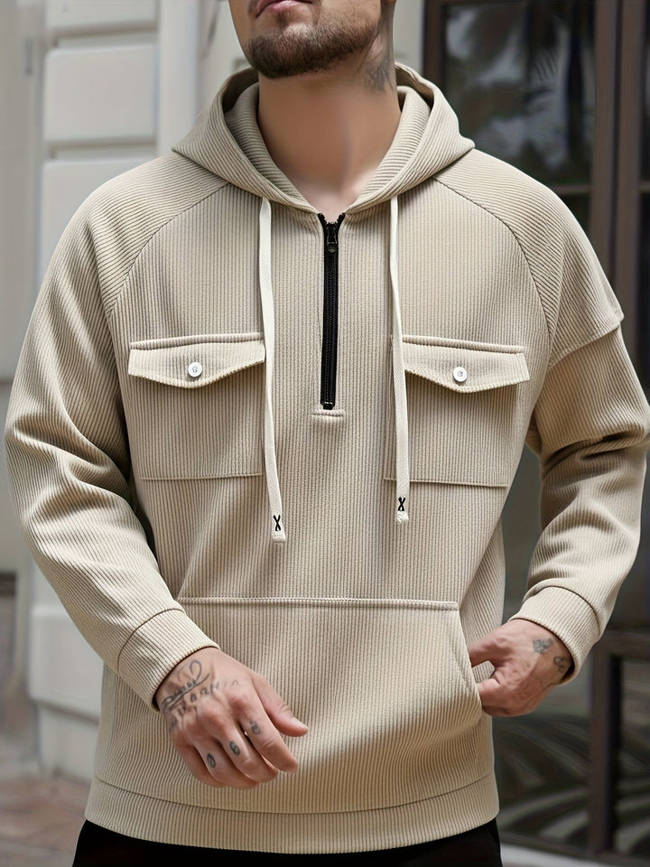 Men's Quarter-Zip Hoodie with Chest Pockets