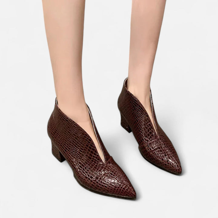 Elegant Patent Leather Women's Ankle Boots with V-Cut