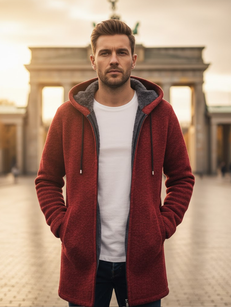 Warm Long Men's Winter Coat with Hood - Soft and Windproof
