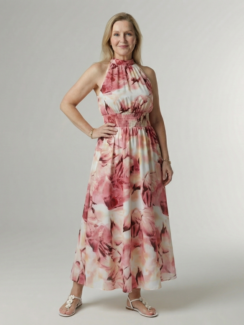 Elegant Lightweight Women's Halter Midi Dress