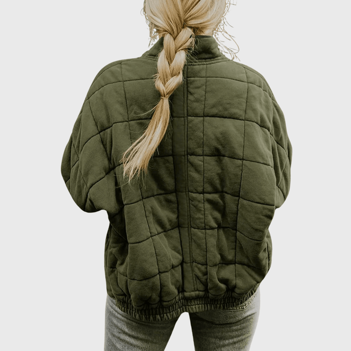 Women's Elegant Oversized Quilted Jacket - Lightweight and Warm-Lined