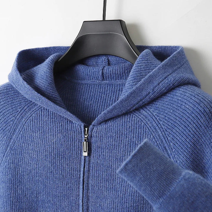 Men's Zip Pullover with Front Zipper - Elegant Knit Sweater for Business and Casual Wear