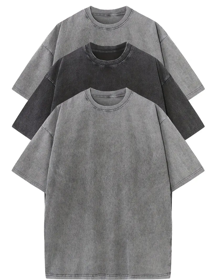 Oversized Cotton Basic Men's T-Shirt Set 3-Pack