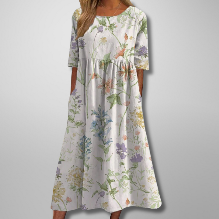 Elegant Relaxed Women's Floral Midi Dress