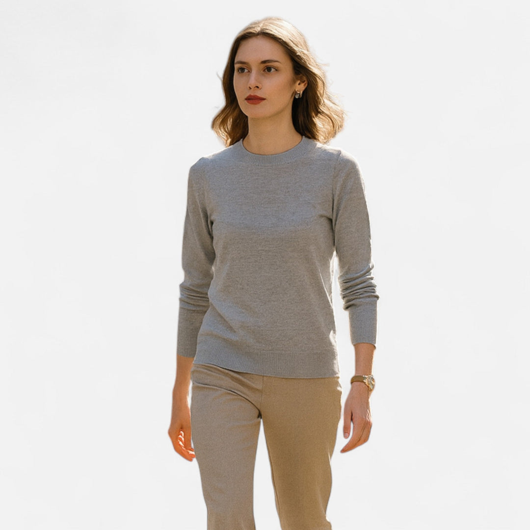 Lightweight Merino Wool Crew Neck Sweater for Women