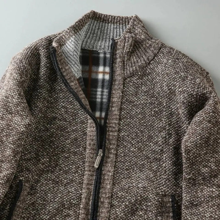 Men's Plaid Knit Jacket with Lining
