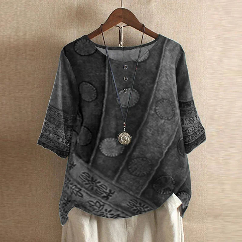 Elegant Retro-Inspired Women's Floral Blouse