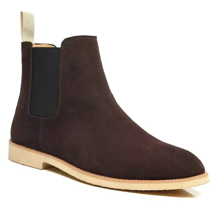 Men's Luxury Calfskin Suede Chelsea Boots - Classic Boots with Elastic Side Panels