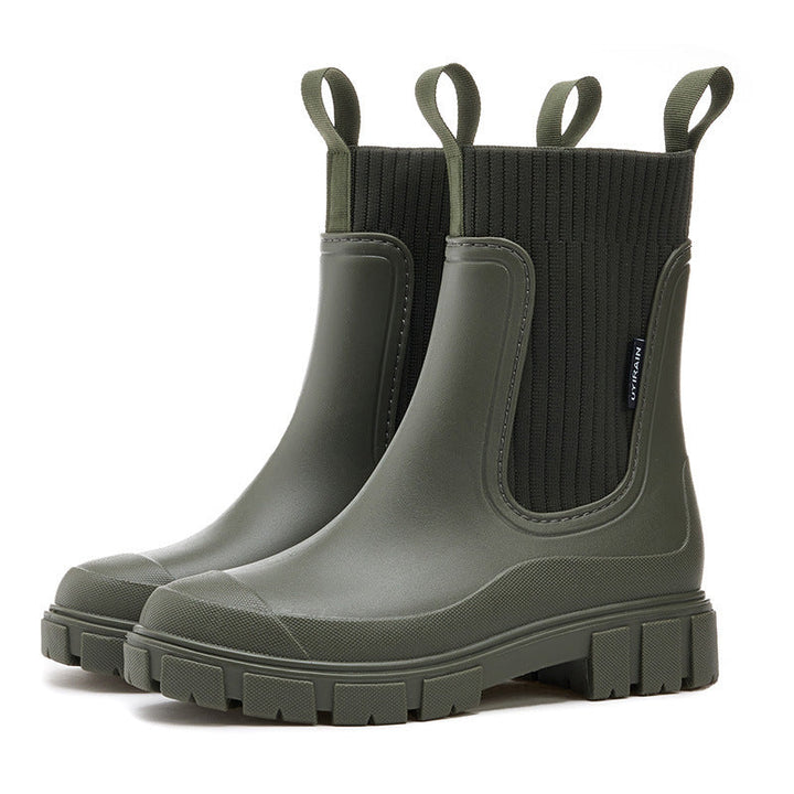 Waterproof Women's Rain Boots with Non-Slip Sole - Chelsea Boot Style