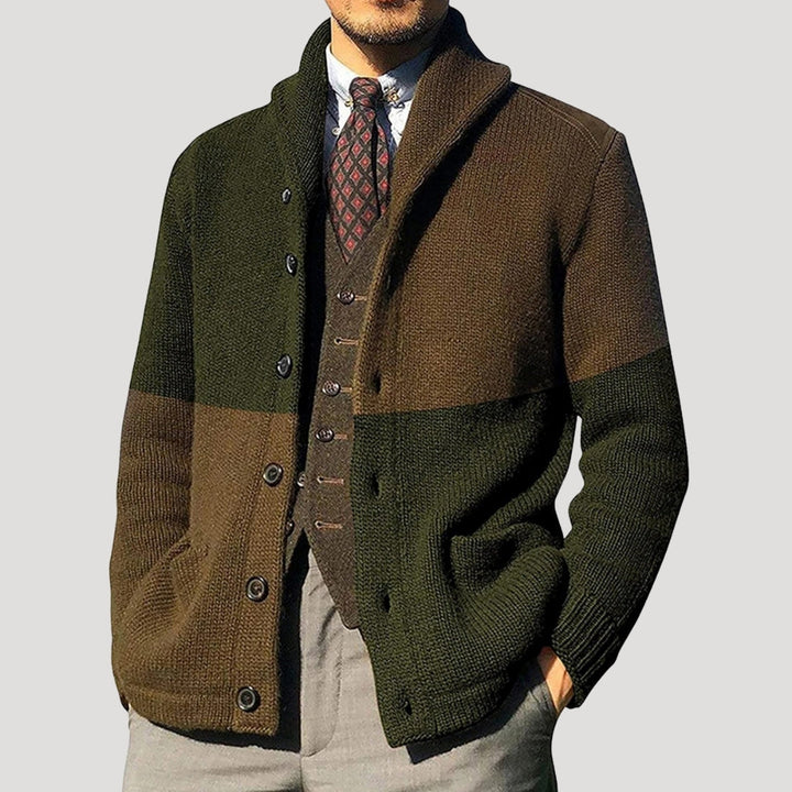 Men's Wool Cardigan with Shawl Collar - Elegant Coatigan Winter Jacket