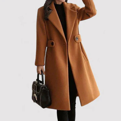 Elegant Women's Wool Coat with Belt - Warm Lined and Tailored