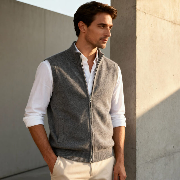Men's Cashmere Zip-Up Vest
