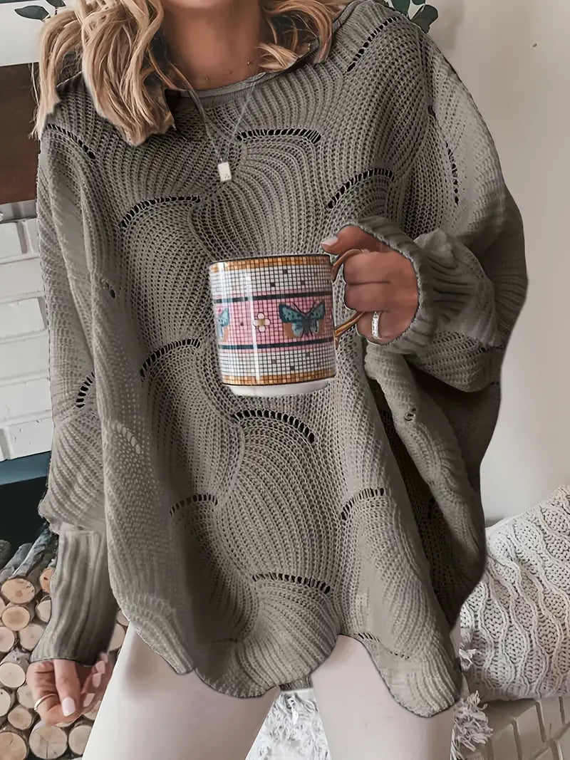Elegant Cut-Out Knit Sweater for Women