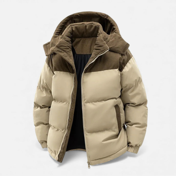 Lined Warm Men's Winter Jacket with Removable Hood