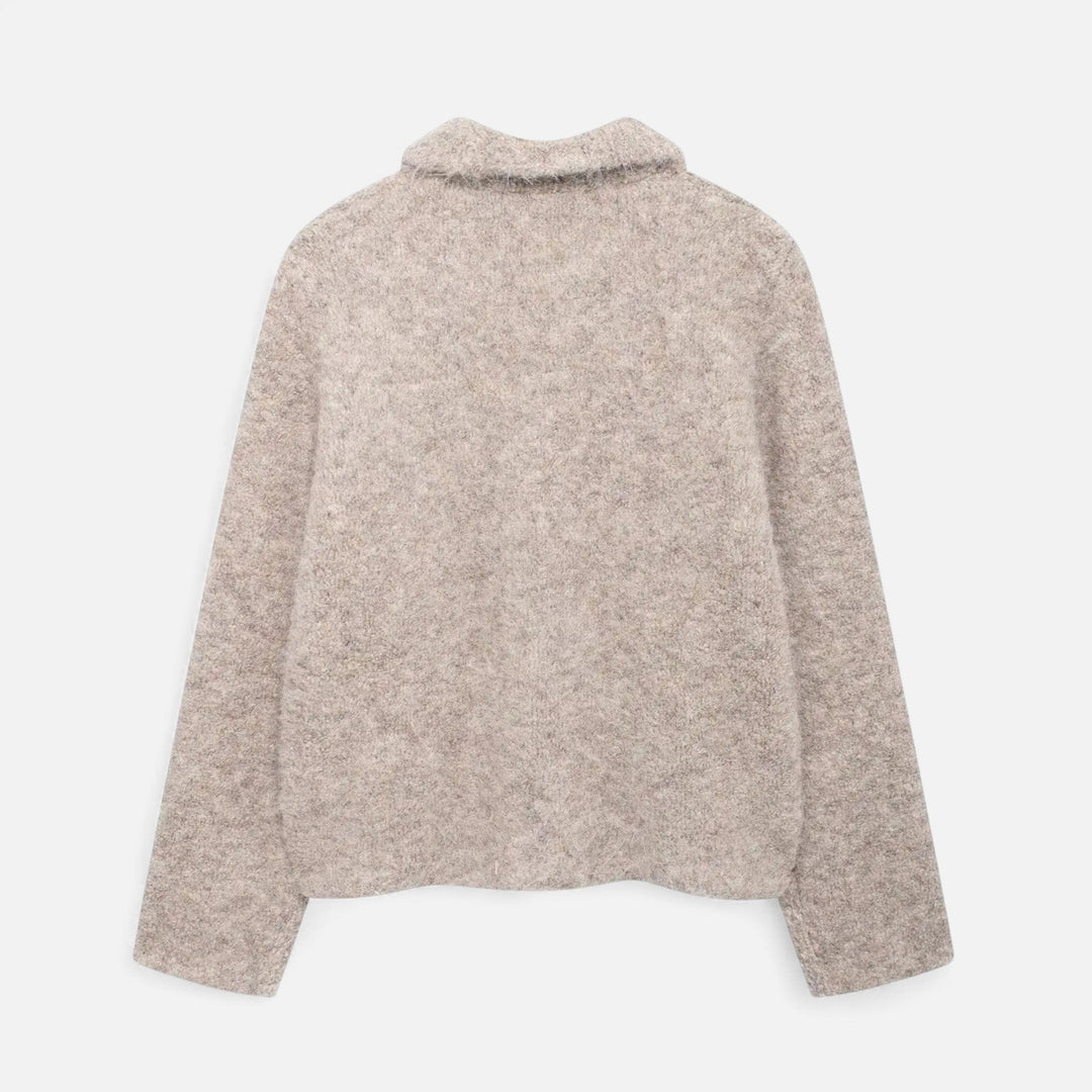 Elegant Knit Cardigan with Floral Buttons for Women