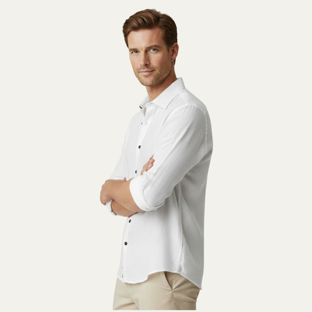 Vintage Breathable Men's Long Sleeve Cotton Shirt