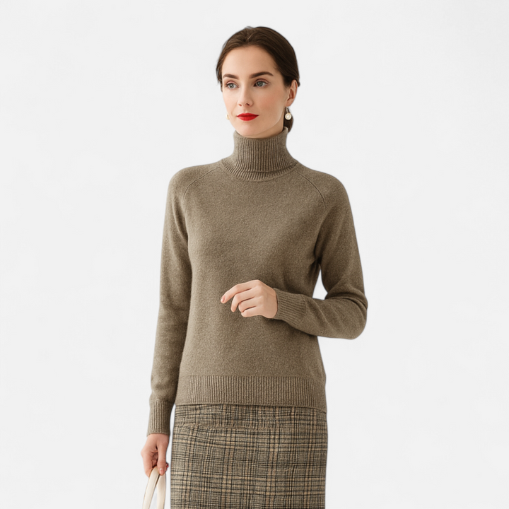 Elegant Women's Merino Cashmere Turtleneck Sweater