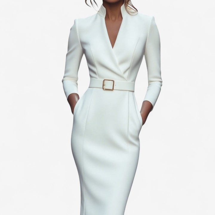 Elegant Belted Women's Dress
