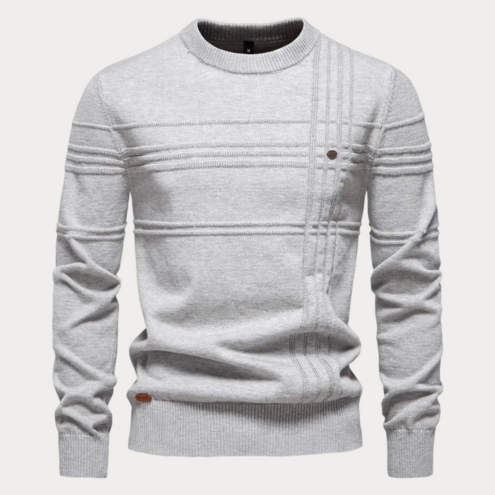 Patterned Crew Neck Sweater Men's Knit Pullover