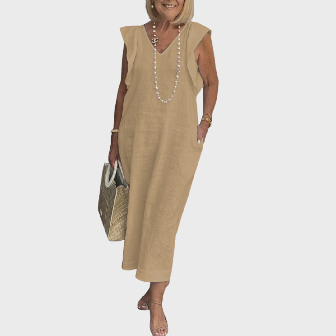 Sleeveless Casual Women's Maxi Dress with Pockets