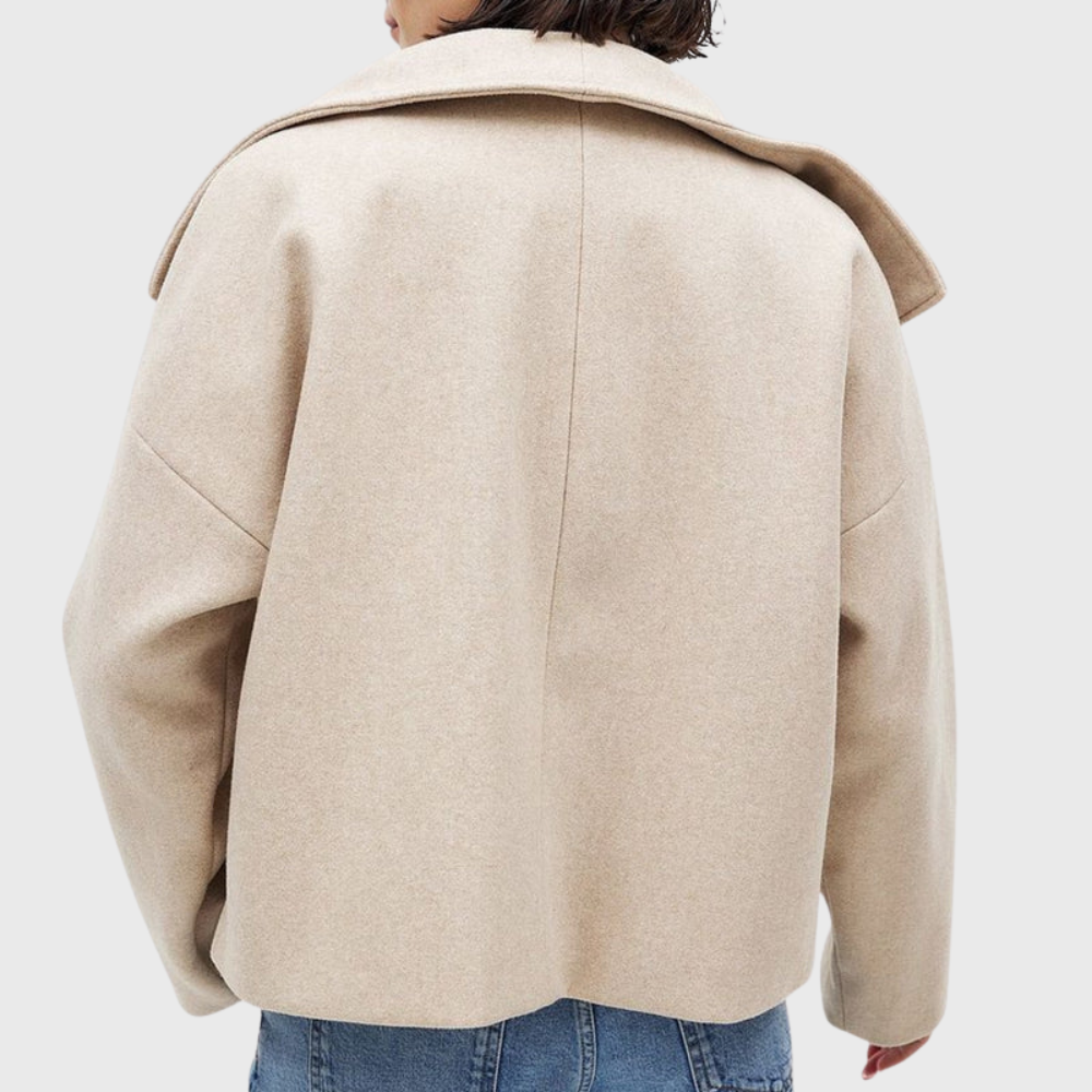 Warm Women's Short Coat - Double-Breasted and Lightly Lined