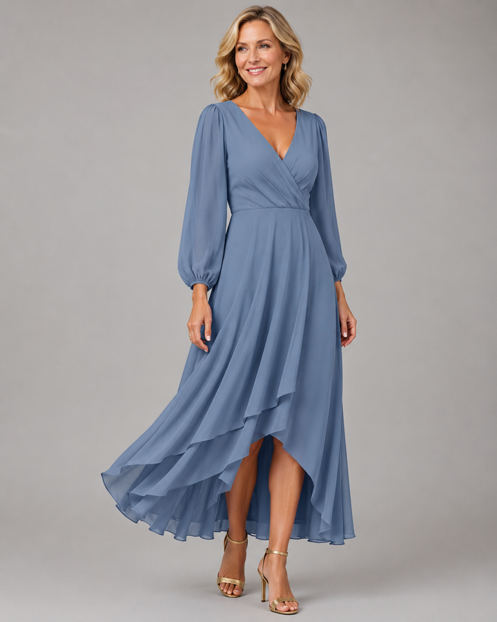 Elegant Flowing Women's V-Neck Long Dress
