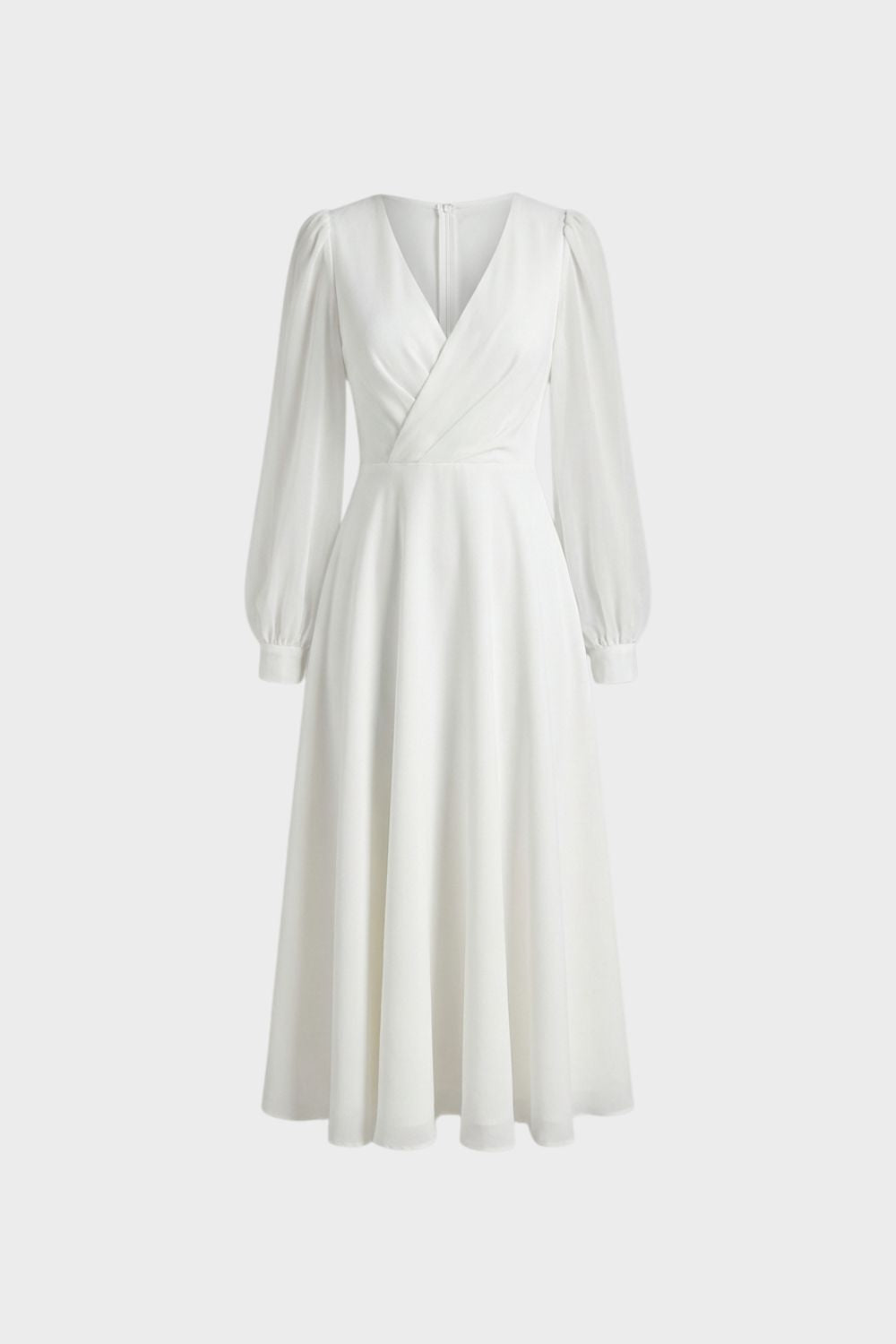 Elegant V-Neck Women's Long Sleeve Midi Dress
