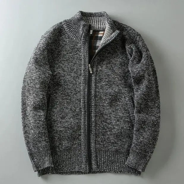 Men's Plaid Knit Jacket with Lining