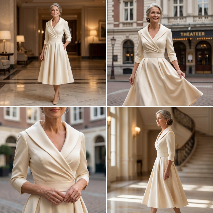 Women's Elegant Midi Dress with Subtle Shimmer