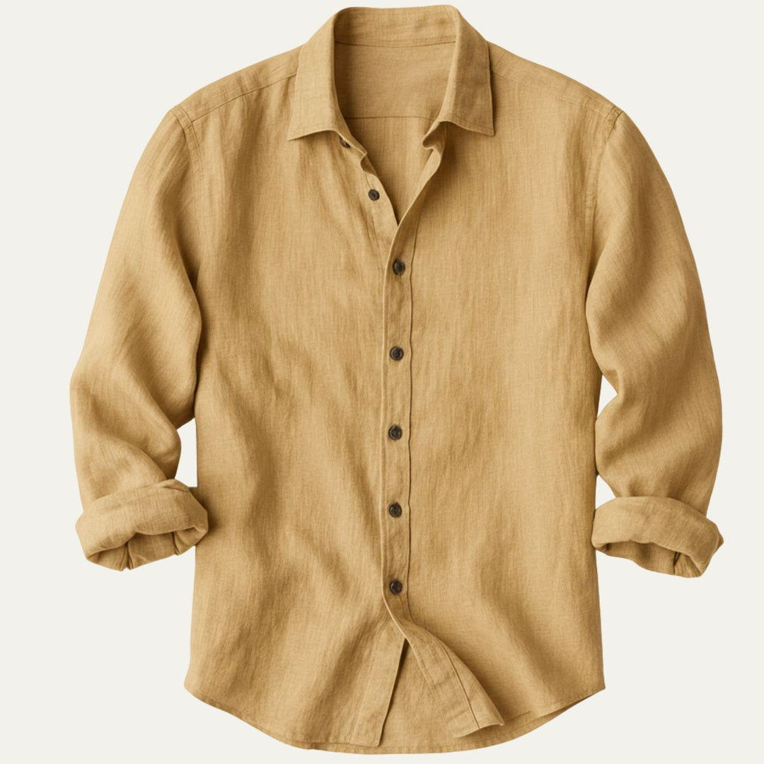 Vintage Breathable Men's Long Sleeve Cotton Shirt