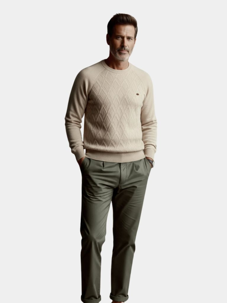 Minimalist Men's Knit Pullover - Elegant Basic Sweater