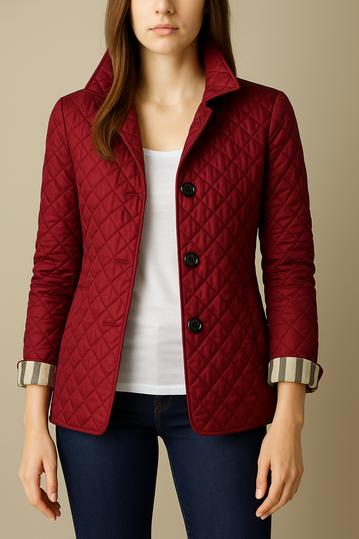 Elegant Women's Quilted Jacket with Buttons - Classic Winter Jacket for Office and Everyday Wear